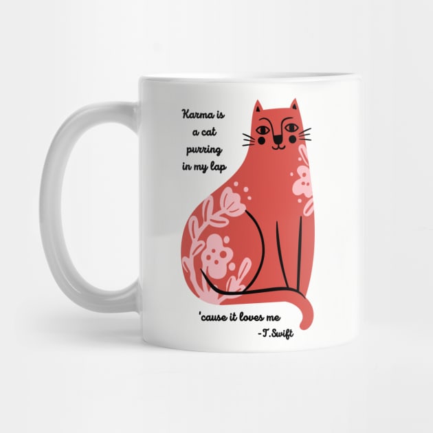 Karma is a Cat Red Folk Flower Design by Morning Tide Coaching